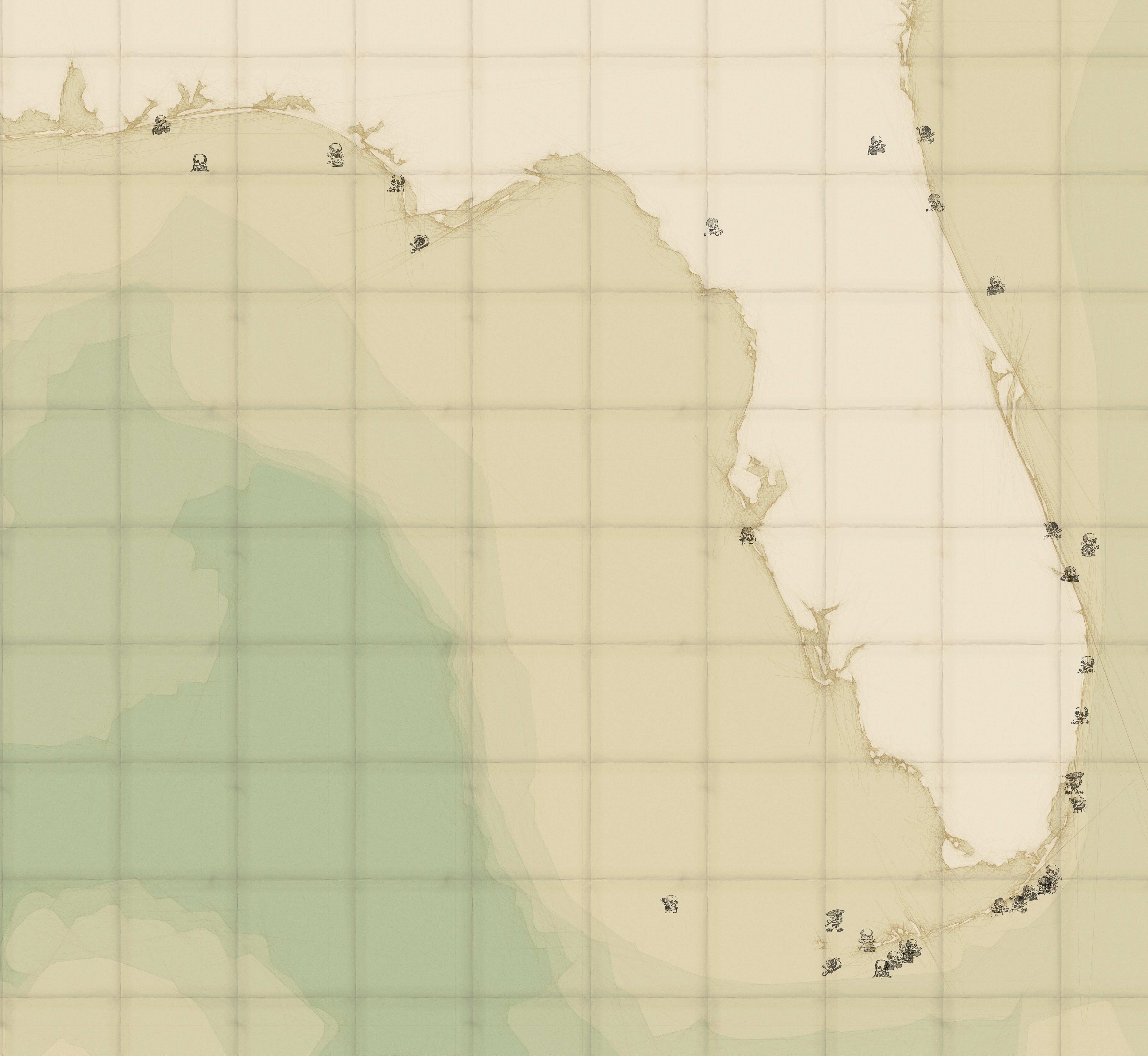 Maps of Shipwrecks Along the Florida - Shipwrecks Large C